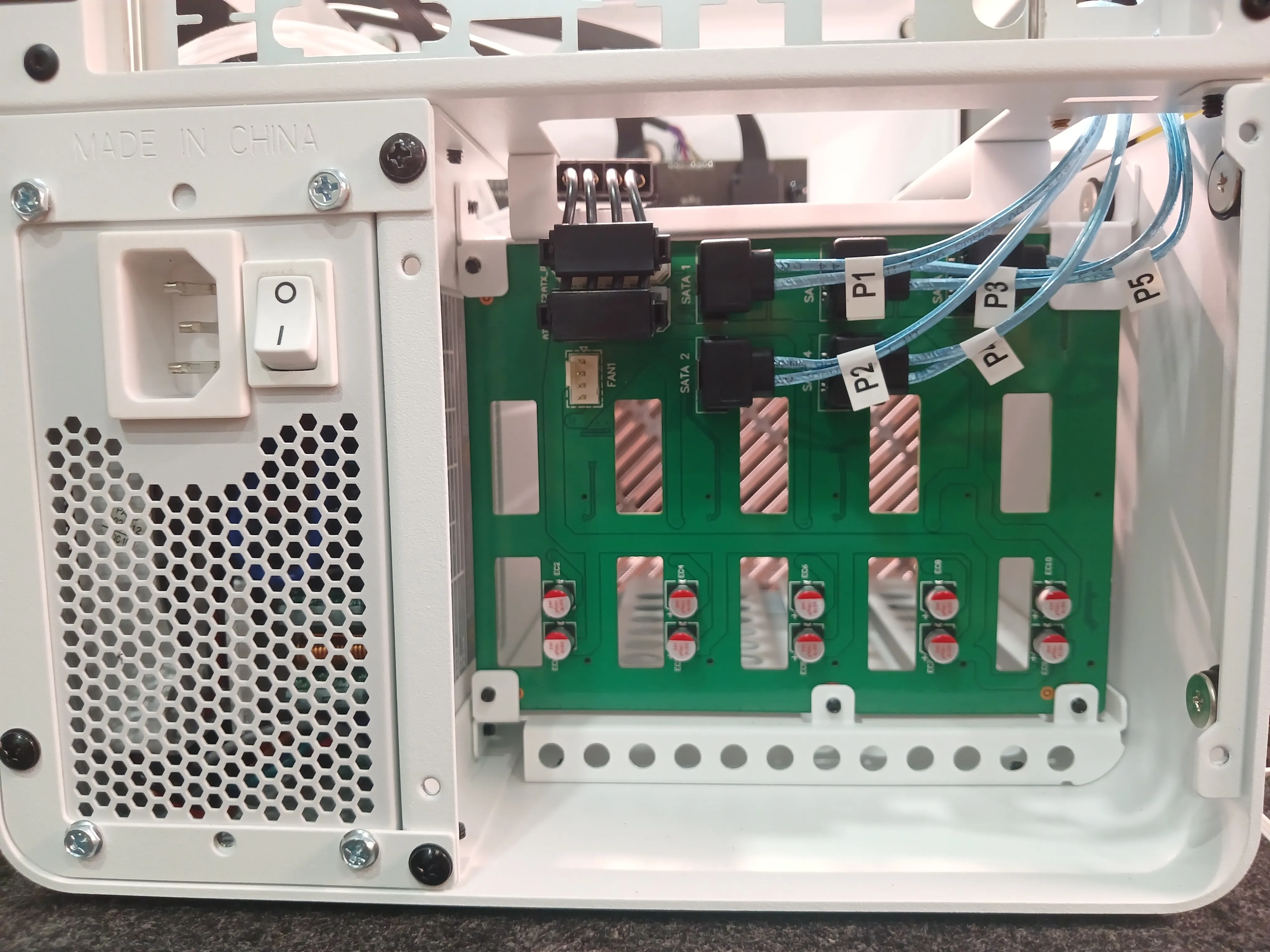 90 degree SATA cables and molex adapter make cable management easier