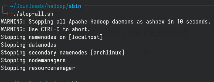 Stop Hadoop services